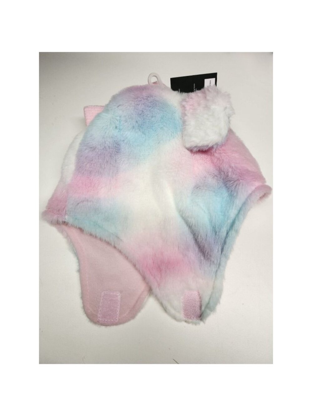 NWT 12-24 mo Hat & Mitten Set, Fluffy Fuzzy Rainbow Laura Ashley New